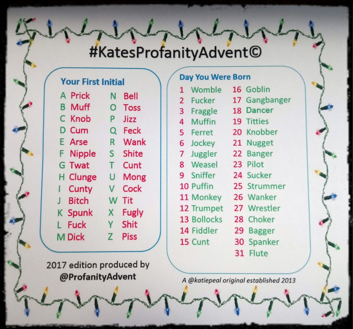 ProfanityAdvent's tweet photo. 25 December 2023

MERRY FUCKIN' CHRISTMAS CUNTS

#KatesProfanityAdvent #TheOriginalProfanityAdvent 
#TenthEdition #2023Edition https://t.co/GGzn5PEKLj