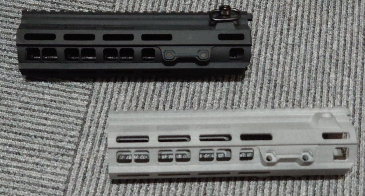 intel_sbi's tweet photo. 大掃除してたら発掘されたHK417用のGeisssele風ショートハンドガード
2年前に作って放置していた...
欲しい人いるなら1月のVショーに持っていきますので連絡ください
※グレーの方がデザインは最終版、これも黒染め&amp;組み立てておきます
#HK417 #Vショー #ビクトリーショー  #ミリタリーイベント https://t.co/w4BQKnqKUU