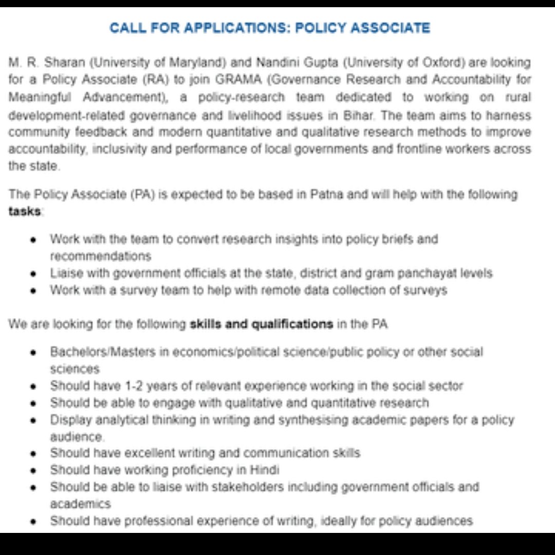 The Policy Associate (PA) role focuses on converting research to policy insights.

We have a separate Google form for that role (and the link in the quoted tweet below is incorrect). 

Apply on this link below!

Form: docs.google.com/forms/d/e/1FAI…