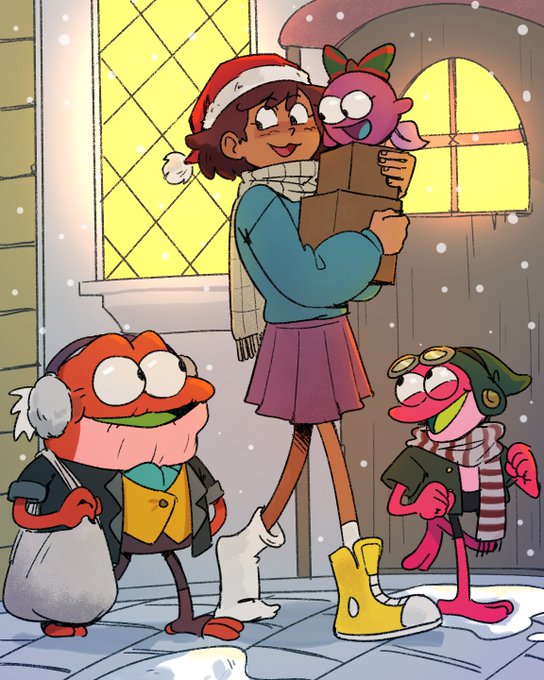Its Christmas in Newtopia!#amphibia(Secret Santa drawing for averyarsonistfrog) 