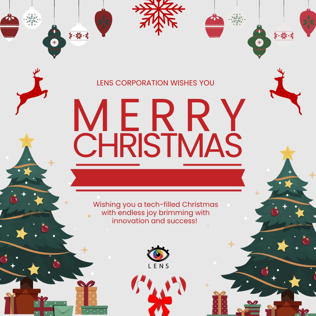LensCorporation's tweet photo. Merry Christmas from Lens Corporation!

 May your celebrations be as seamless as our latest updates! Wishing you joy, prosperity, and a New Year filled with groundbreaking tech advancements. Cheers to a #ConnectedChristmas and a #TechSavvyNewYear!

#MerryXmas #MerryChristmas #SeasonsGreetings #MondayMorning #FestiveSeason #holidayseason #Xmas2023