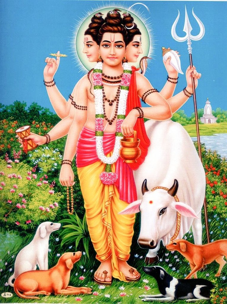 Dattatreya, Guru of all Gurus, incarnation of the protector, the creator and the destroyer. Dattatreya Jayanti ki Shubhkamnayein 🙏🏼🌸