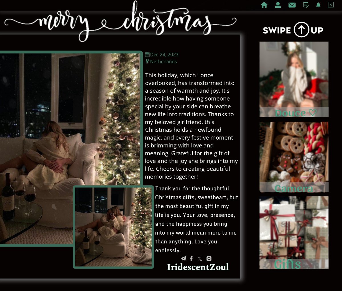 ㅤ
 ❪  金龙  ❫ 𝑛𝑒𝑤 𝑝𝑜𝑠𝑡 update !    
 2023年  12月  24天 · ☬

Wishing you all a surprisingly merry Christmas! Despite my usual Grinch tendencies, may this season bring warmth, joy, and a touch of holiday magic to each of you. 

♡︎ ⌕  ⌲          ⠀⠀⠀ ⠀   ⠀ ㅤ