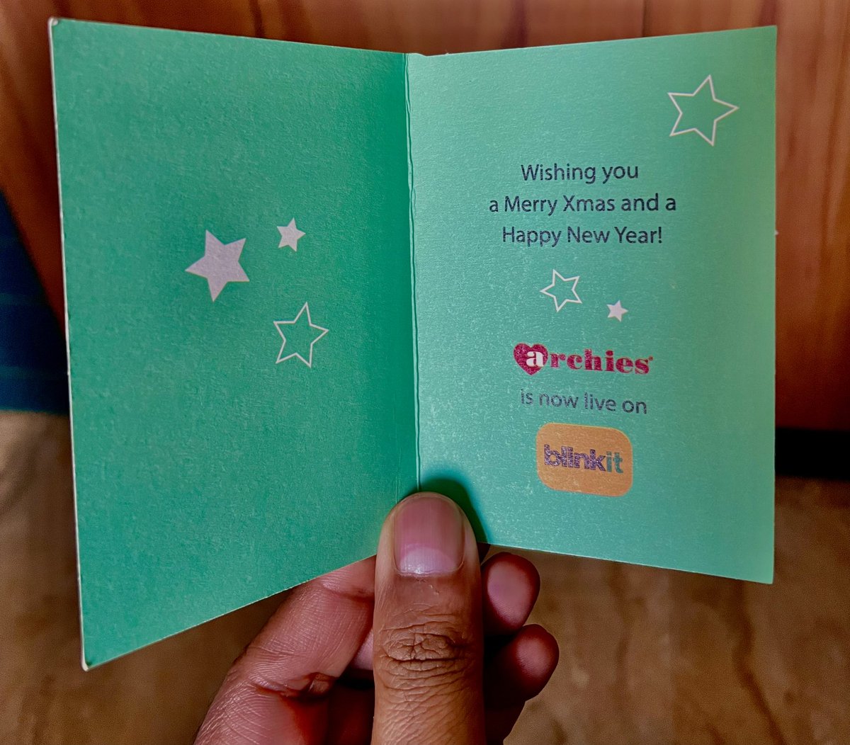 VarunN26's tweet photo. @letsblinkit @albinder Thank you for this gesture Blinkit and Albi. Merry Christmas and Happy New year 😊😊 https://t.co/YfAn2nbCK6