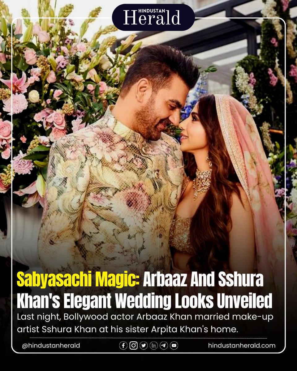 💖 Sabyasachi Magic Unveiled! Arbaaz and Sshura Khan's Enchanting Wedding Looks Steal the Show. Share your thoughts! 💑✨ 

#SabyasachiMagic #BollywoodWedding #HindustanHerald #SabyasachiMagic #ArbaazSshuraWedding #hindustanheraldnews