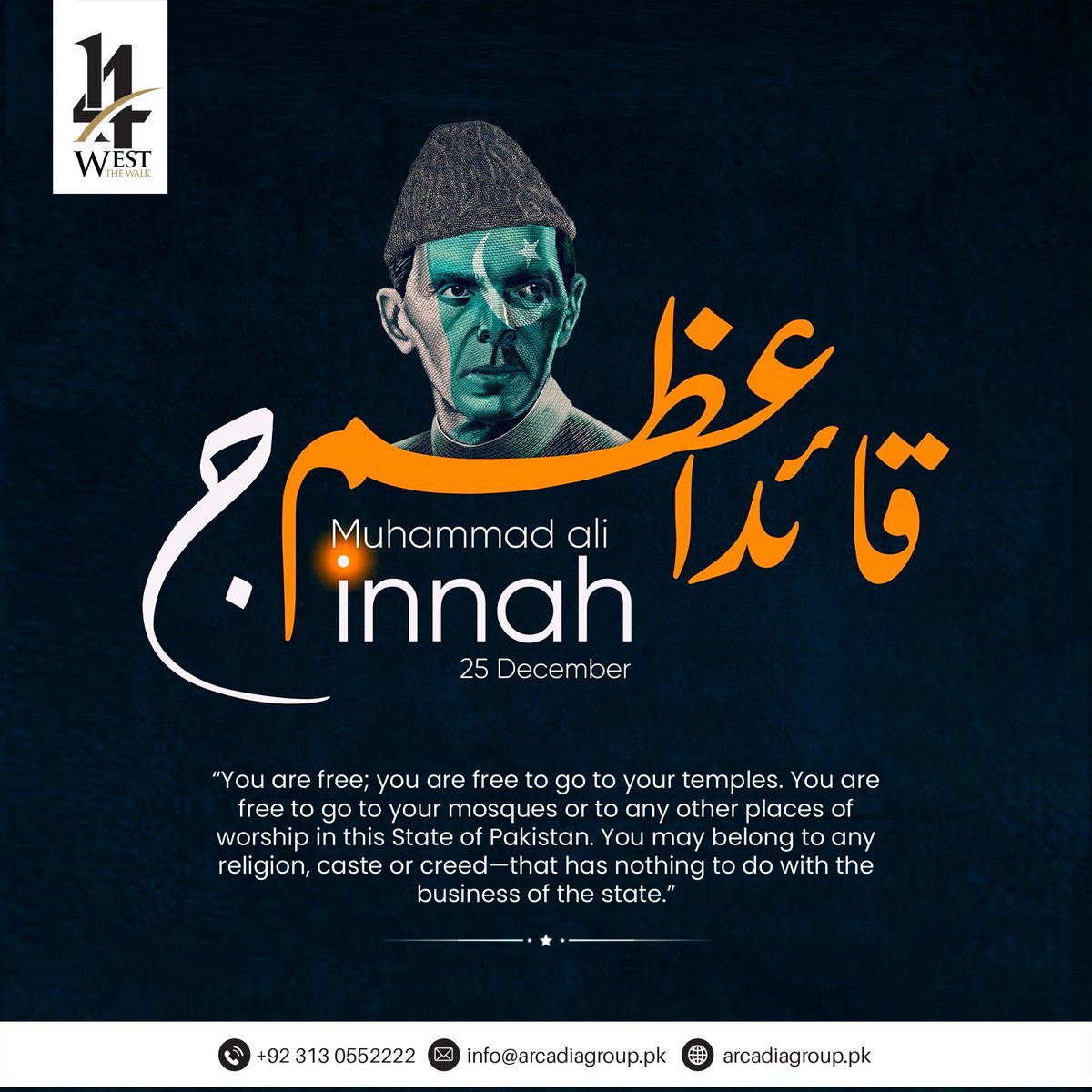 group_arcadia's tweet photo. Paying tribute to the great Quaid e Azam on his day. Let's remember and honor the Father of our Nation, whose vision and dedication paved the way for our independence.
.
.
.
.
Contact Us:
0313-0552222
Info@arcadiagroup.pk
https://t.co/3ovQXnZavl

#realestate #dreamplace #quaidday https://t.co/KRDTiQ9AnU
