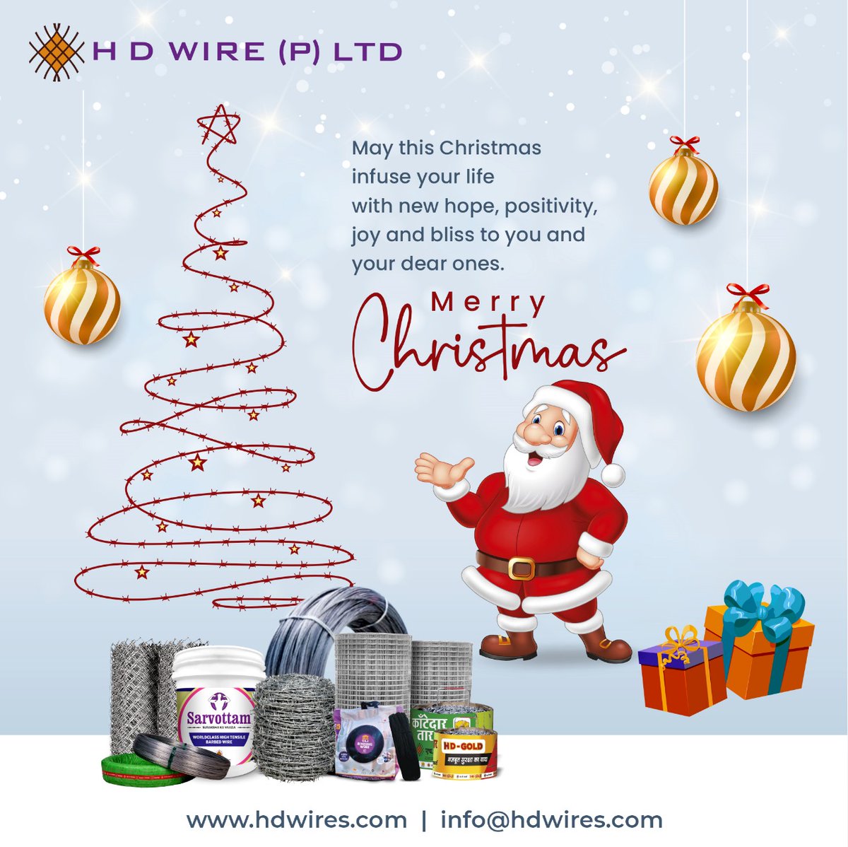 hdwires's tweet photo. May this #Christmas infuse your life with new hope, positivity, joy, and bliss to you and your dear ones. #MerryChristmas! 🎄✨

#MerryChristmas2023 #Christmas2023 #Celebrations #SantaClaus #HDWire #SteelWire #GIWire #FencingProducts #FencingMaterial https://t.co/ZuaMu9sFeI