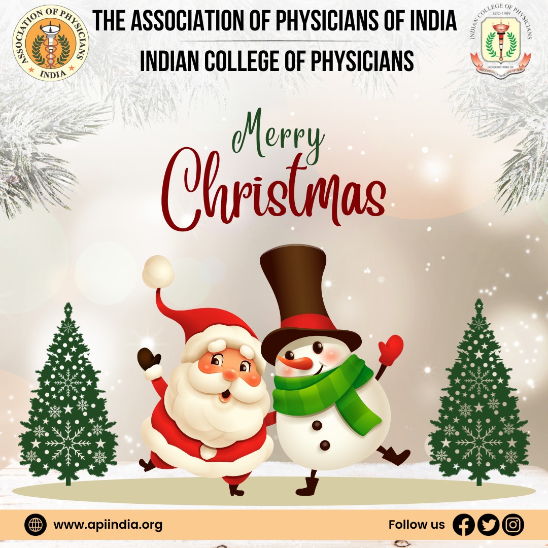 Wishing you a heartwarming and healthy Christmas! 🎄🩺 May the festive spirit bring joy, peace, and good health.

DR GIRISH MATHUR 
PRESIDENT-API
DR JYOTIRMOY PAL 
DEAN-ICP
DR AGAM VORA 
SECRETARY-API

#MerryChristmas #API #ICP #IndianCollegeofPhysicians #Physicians