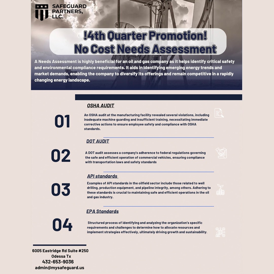 mysafeguard_us's tweet image. Enjoy OSHA and DOT Audits, API and EPA standards compliance. Elevate your safety standards with us! 🛢️🌐
.
𝑳𝒆𝒂𝒓𝒏 𝑴𝒐𝒓𝒆 👉🏼 linktr.ee/safeguardpartn…
.
.
#SafeguardPartnersLLC #SafetyPromotion #NeedsAssessment #SafetyExcellence #OilAndGasSafety #ComplianceStandards