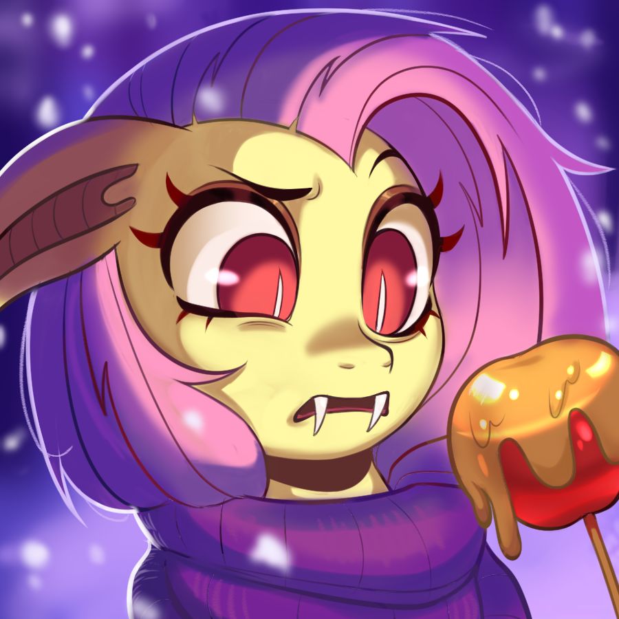 sugar_switch's tweet photo. For Flutterbat - winter season is a novelty she's yet to be comfortable with.  Leafless apple trees and the fluffy snow sure are weird. 
For this occasion I decided to update my profile so it would align with the holiday (and Flutterbat's) spirit! 
Merry Christmas everypony! https://t.co/UVZHnFbVlb