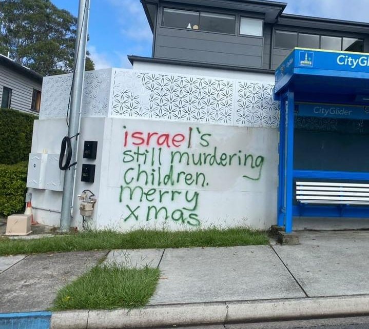 "Israel's still murdering children. Merry Xmas"
Spotted in Meanjin / Brisbane, Australia