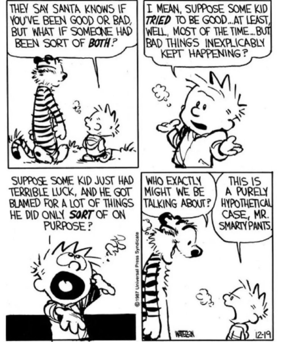 Calvinn_Hobbes's tweet photo. Hobbes always asking the tough questions 🤣 #CalvinandHobbes #Christmas https://t.co/lGj24NW9yp