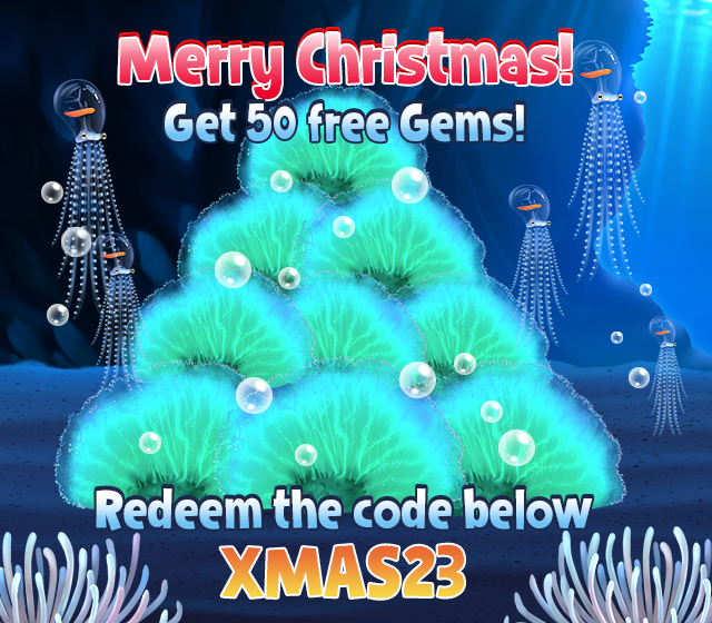 FishParadiseApp's tweet photo. 🎄🎄 Merry Christmas and Happy Holidays! To celebrate we're giving everyone a gift of 50 gems. Redeem the code in game by going to the Fan page section. 🎄🎄 https://t.co/GNIkBZMTaV