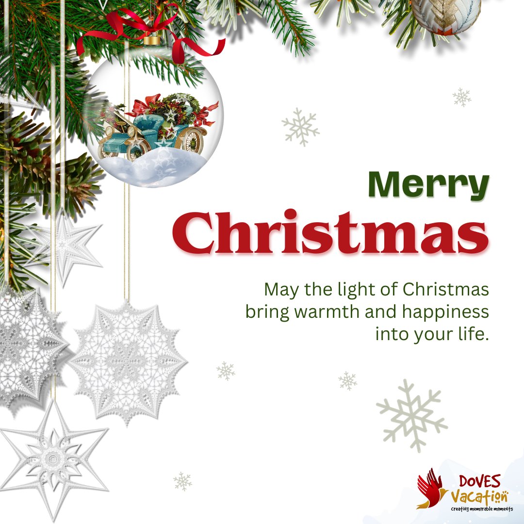 DovesVacation's tweet photo. ✨ Wishing you and your loved ones a Merry Christmas filled with love, laughter, and unforgettable moments. May the magic of the season bring joy to your hearts! 🎄🎅 #MerryChristmas #JoyfulMoments #FestiveCheer https://t.co/qdPwhMdbKr
