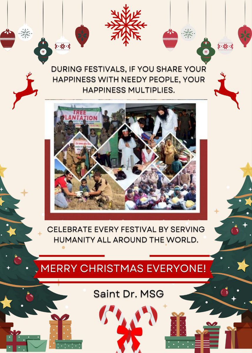 Festivals are the symbol of spreading love & happiness to others. So on this festival let's come together to give happiness to those children who have no one in this world by distributing them warm clothes like jackets ,sweets& fruits etc.
#MerryChristmas
 Saint MSG
#SpreadSmile