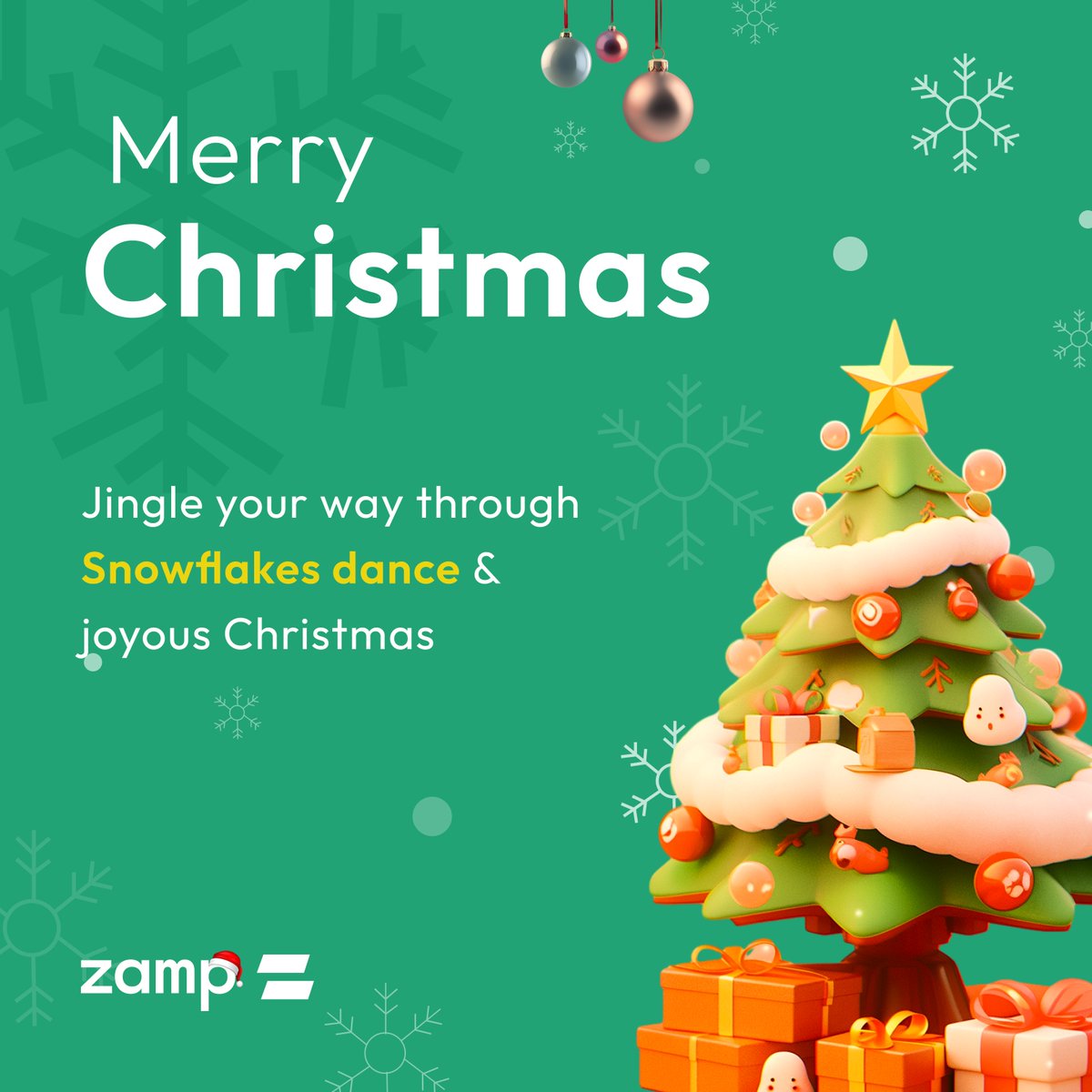 zamp_ai's tweet image. It’s Christmas time - magically turning ‘everyday’ into ‘Jingle all the way’. 🎁🎅
We wish your heart be filled with the warmth, joy and love that Christmas brings. Merry Christmas! 🎄✨