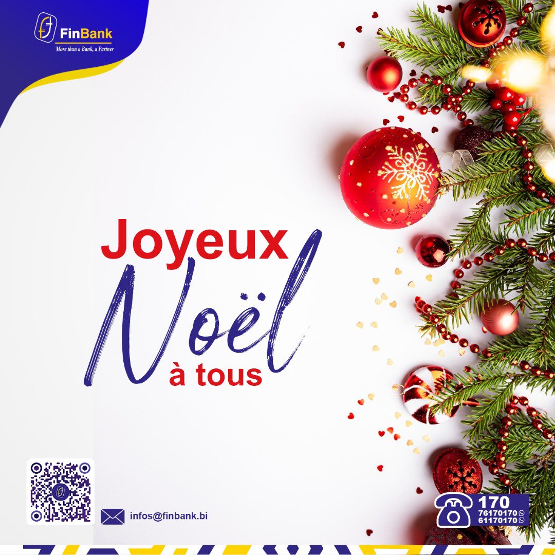 AFinbank's tweet photo. ✨Que la magie de Noël illumine vos cœurs et apporte la paix et la joie dans vos foyers. 👨👩👧👦😍
🎉Joyeux Noël de la part de toute l'équipe de la Finbank! 🎄🌟
#Finbank
#Janapesaflash
#stressfreebanking
#Ourcustomerfirst
#switchtofinbank
#morethanabankapartner https://t.co/FQhO1b8qfr