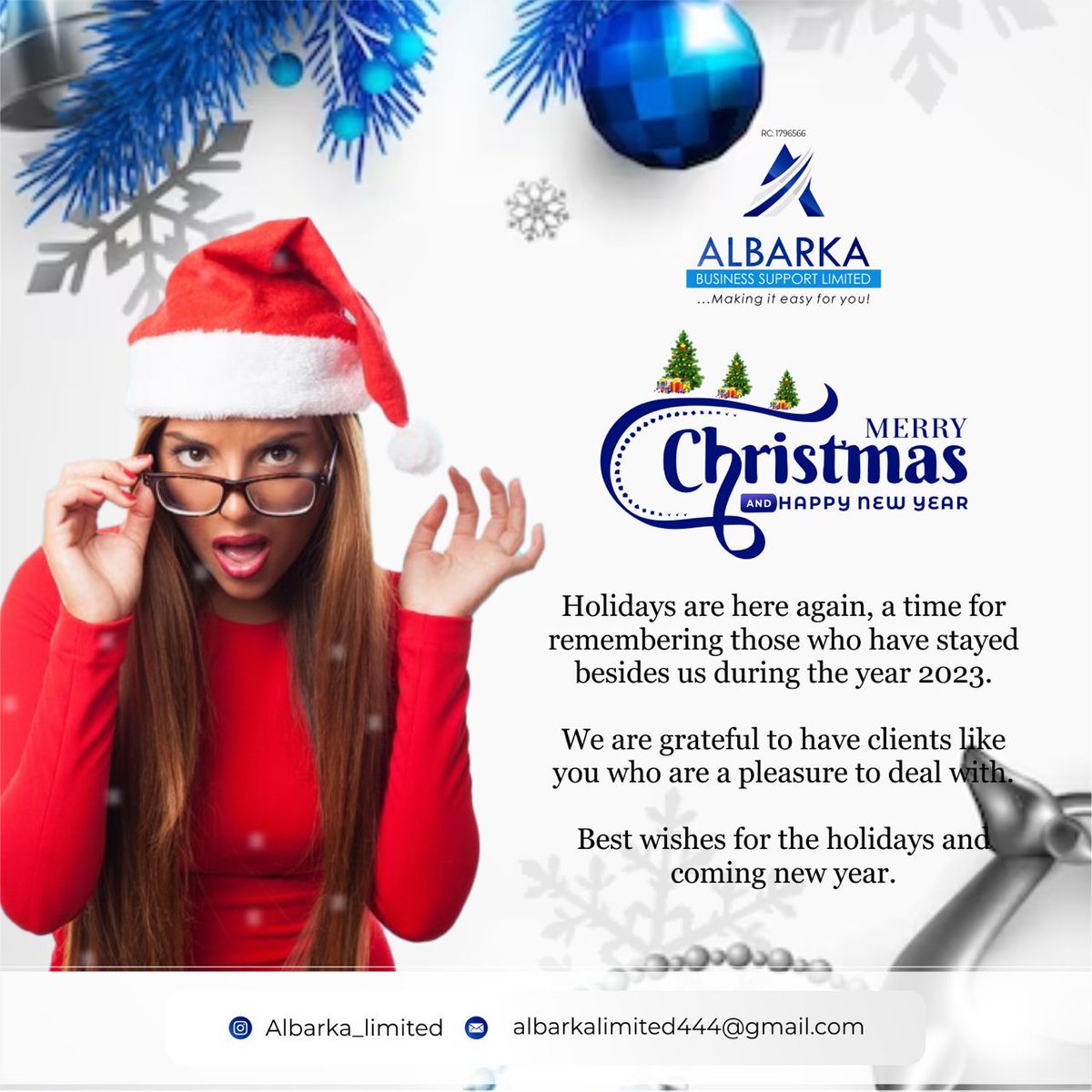 AlbarkaLtd's tweet photo. Wishing our valued subscribers a Merry Christmas filled with joy, prosperity, and financial well-being. May the upcoming year bring you abundance and success. 

Thank you for being part of our financial family!💙 https://t.co/LrddvIARzP