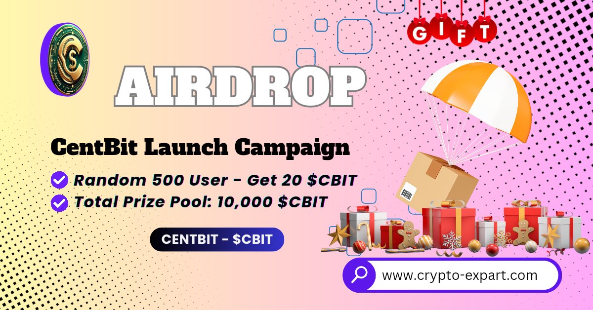 CentBit_Online's tweet photo. 🏆 #CentBit Airdrop is Live!
🎁 Prize Pool: 10,000 $CBIT
📃Distribution date: TBA

🔗#Airdrop Link: https://t.co/fz8ykdsBkQ

- Complete all task of the Airdrop
- Submit your BSC (BEP20) Address
- For 500 Random Lucky winners
✅ Complete

🌐 Website: https://t.co/7yAyjgz2zk https://t.co/ODUWaMvXz5
