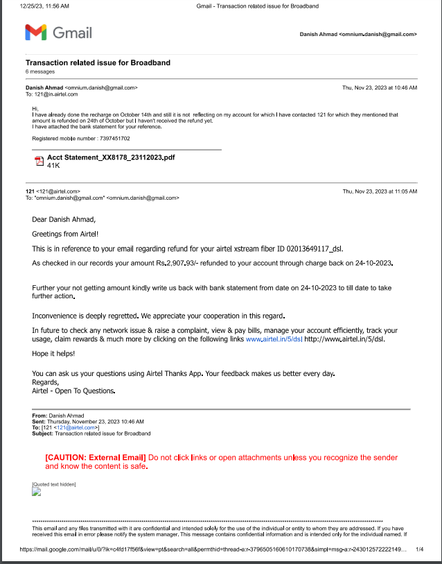 Danish857093951's tweet image. Daily calls to customer care yield no resolution.🙏 Urgently seeking your intervention for a speedy resolution! #AirtelBroadbandIssues #CustomerServiceSOS