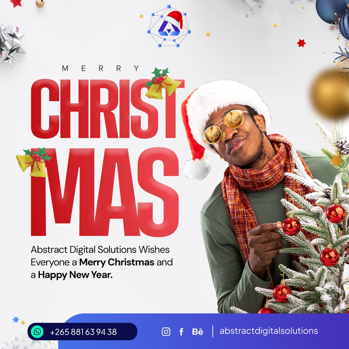AbstractMw's tweet photo. Abstract Digital Solutions is Wishing you a Joyful Christmas🥳🌲

May this special day be filled with merriment and brightness for you and your loved ones.🎊❤️

Here's to a season of warmth, love, and delightful moments.🌟

#abstractdigitalsolutions #merrychristmasposter https://t.co/DeZgsJCP6A
