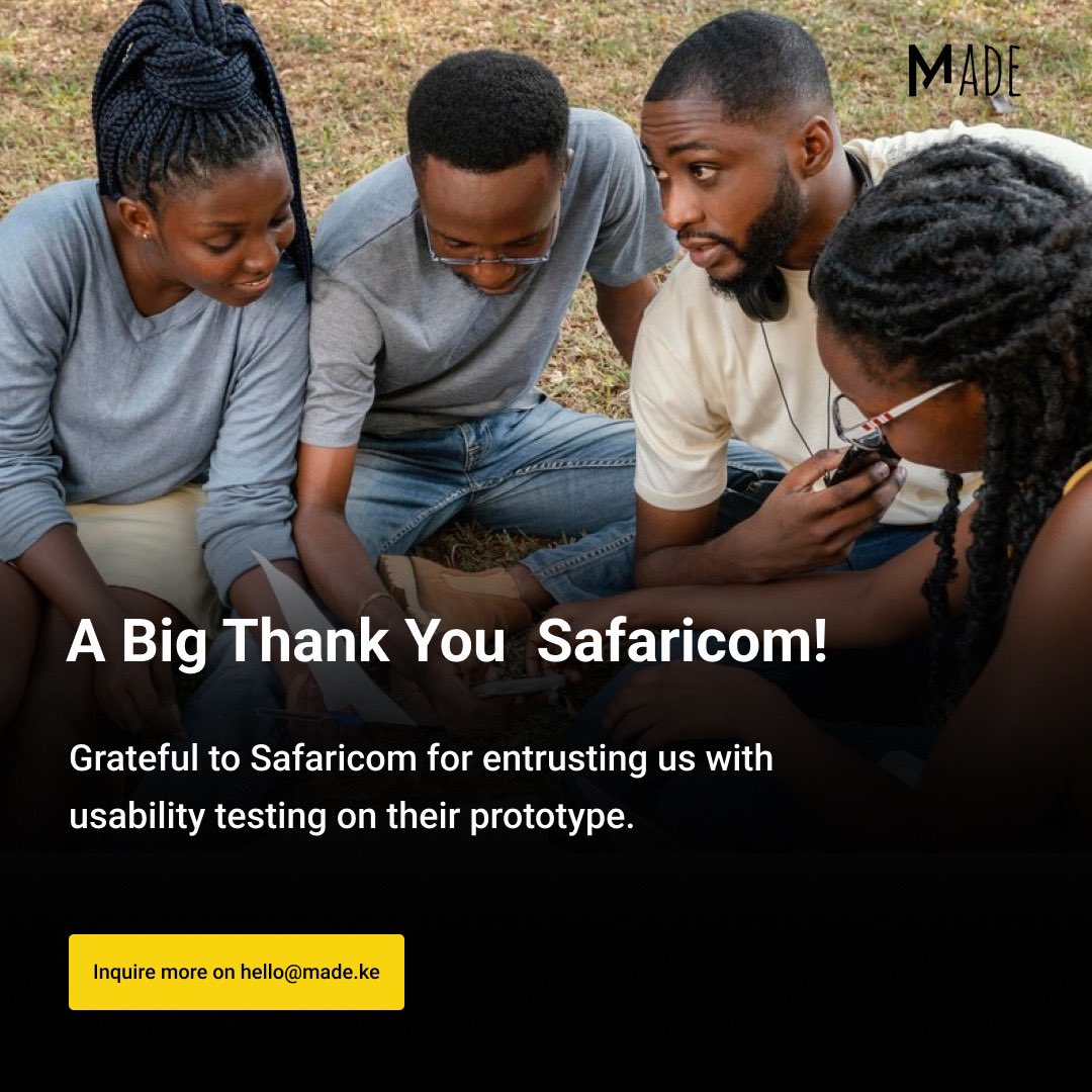 _MadeByPeople_'s tweet photo. Grateful to @safaricom for entrusting us with usability testing on their prototype. Your commitment to a user-friendly experience is truly commendable.#humancentreddesign #safaricom #prototypw https://t.co/WRuolHpFoA