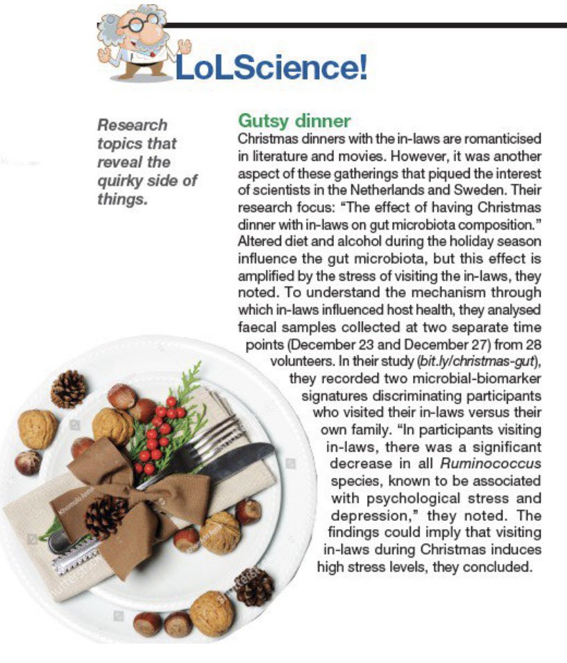 Visiting your in-laws for the traditional Christmas dinner may induce high stress levels🤔That's the quirky finding of researchers from the Netherlands and Sweden. Read more in our upcoming edition. 
#science #Christmas
-
For more such fun stuff, subscribe shaastramag.iitm.ac.in/subscriptions