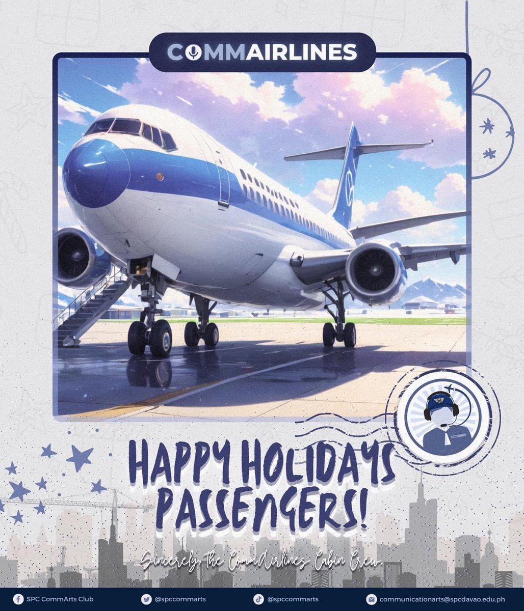 spccommarts's tweet photo. 𝑨 𝑴𝒆𝒓𝒓𝒚 𝑪𝒉𝒓𝒊𝒔𝒕𝒎𝒂𝒔 𝒕𝒐 𝒂𝒍𝒍! ⭐️

𝐖𝐚𝐫𝐦𝐞𝐬𝐭 𝐠𝐫𝐞𝐞𝐭𝐢𝐧𝐠𝐬 𝐚𝐧𝐝 𝐟𝐞𝐬𝐭𝐢𝐯𝐞 𝐰𝐢𝐬𝐡𝐞𝐬🧣to all the wonderful passengers of the Communication Arts Club!🎄 https://t.co/zKy6v7gIdv