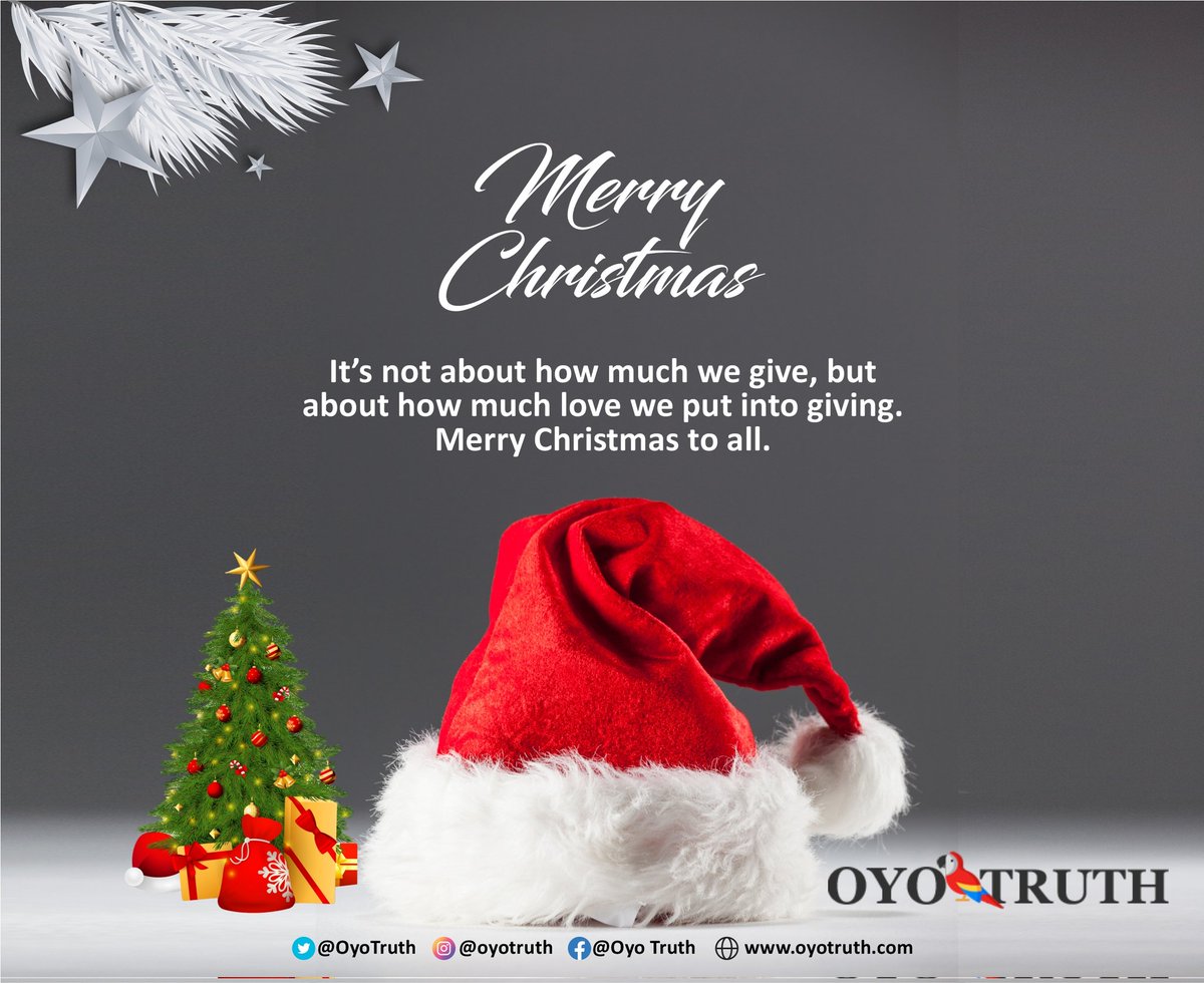 Wishing you a season full of Love, Not and Peace from all of us at Oyo Truth 
Merry Christmas

#oyostatenews 
#christmas2022 
#oyotruth