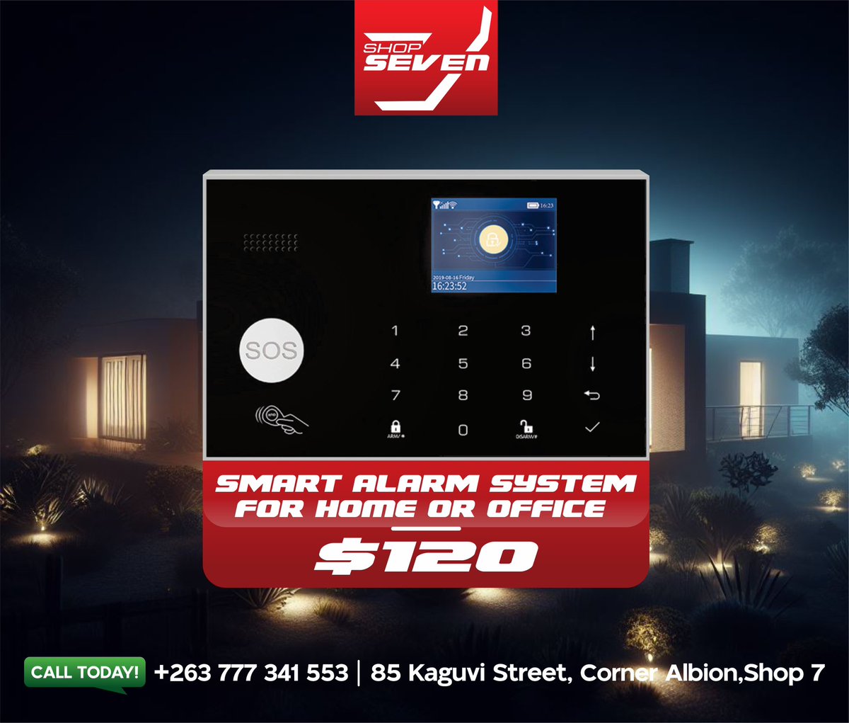 shop7zw's tweet photo. Comes with motion sensors, siren, door/window contacts. You can insert sim card which means you receive alerts on up to 5 cell phones! Comes with a back-up battery and can easily be charged! No cables, everything is wireless! Available at Shop 7, 85 Kaguvi Street cnr Albion https://t.co/YjzdDB6SS2