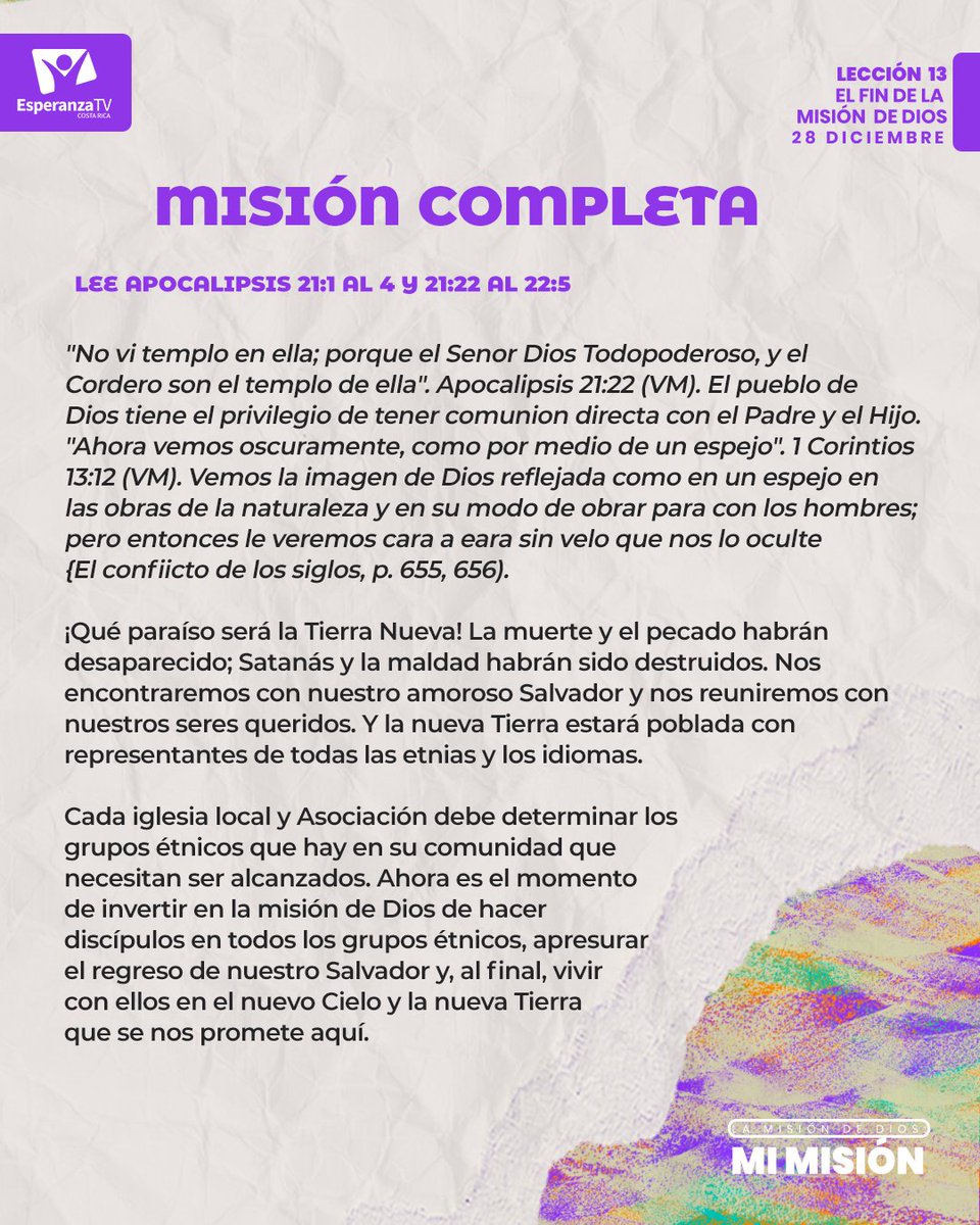 #LESadv Ora pidiendo oportunidades para comunicar la promesa de una Tierra Nueva.