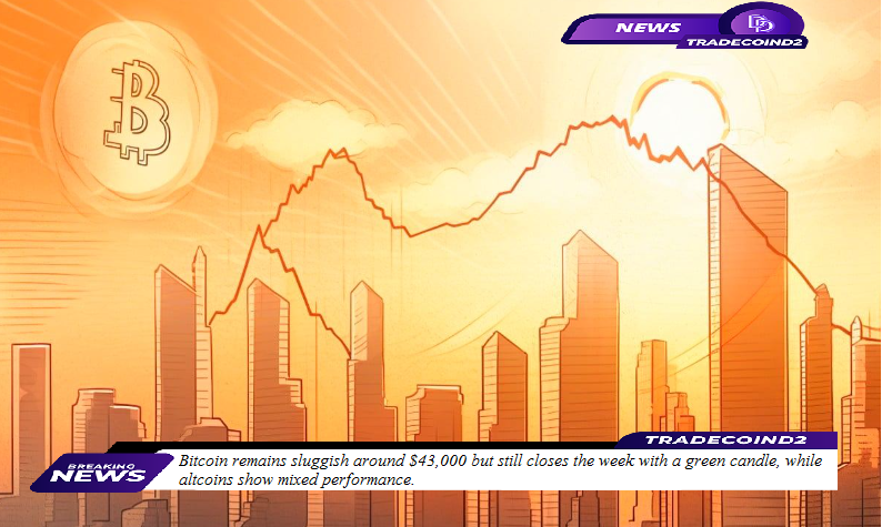TradeCoinD2's tweet photo. On 25th, December  $BTC 43.203  $ETH 2.278
Bitcoin News
@TradeCoinD2

Bitcoin remains sluggish around $43,000 but still closes the week with a green candle, while altcoins show mixed performance.

Other altcoins such as Uniswap (UNI), Flow (FLOW), MultiversX (EGLD), Astar (ASTR), BitTorrent (BTT), Arweave (AR), The Sandbox (SAND), Decentraland (MANA), Osmosis (OSMO), Lido DAO (LDO), and Optimism (OP) recorded increases ranging from 3-7%.
#BItcoinNews