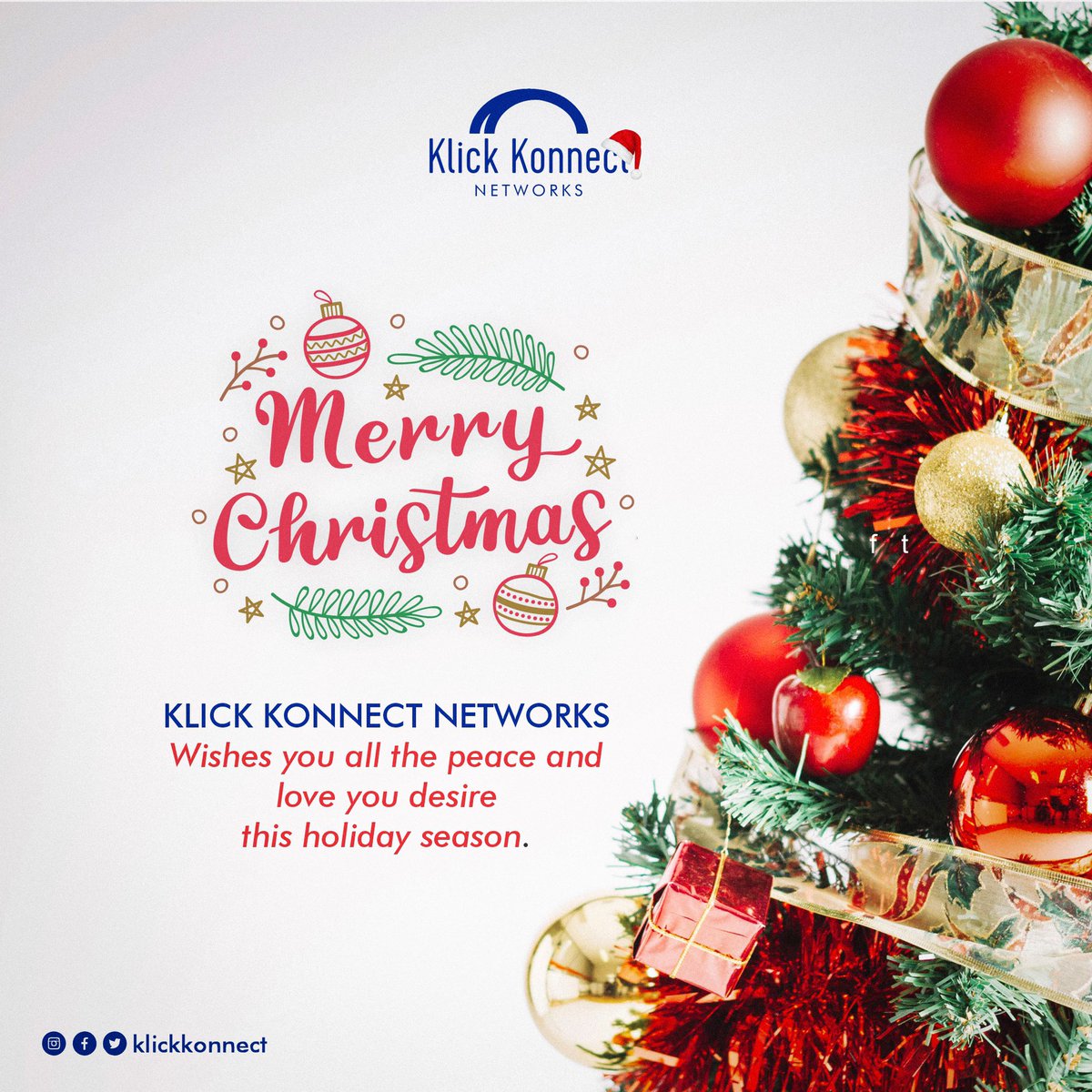 It is the most wonderful time of the year to enjoy the beauty of the year. Klick Konnect Networks is saying Merry Christmas to all our esteemed clients 🎄🎁 We love you all and wish you a fun filled Christmas 😇
#christmas #merrychristmas #xmas #klickkonnect