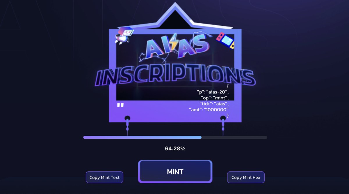 Progress Update 🚀: We've reached 64.28% completion, with an incredible daily average of over 4 million Mints!   

Join <a href="/AIAChain/">AIAChain</a>! Predict when we'll hit 100% - the closest guess will be rewarded with 100 exclusive AIAS inscriptions. 🎉

#AIA #AIAS