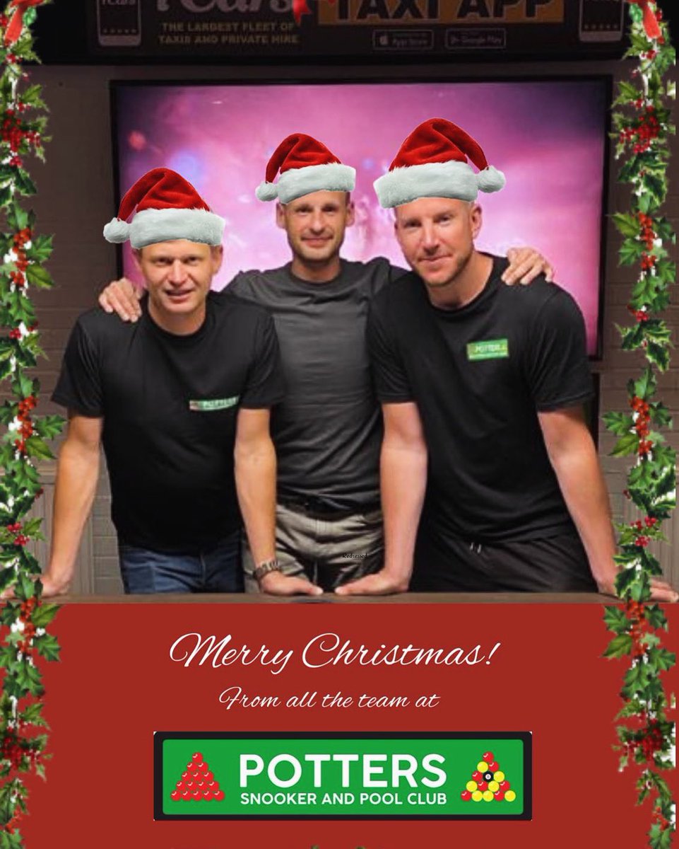 potterssnooker's tweet photo. Merry Christmas 🎄 from all at Potters,have a Fantastic day. 🎁 🍺 🎱 https://t.co/HwilG4ZZkA