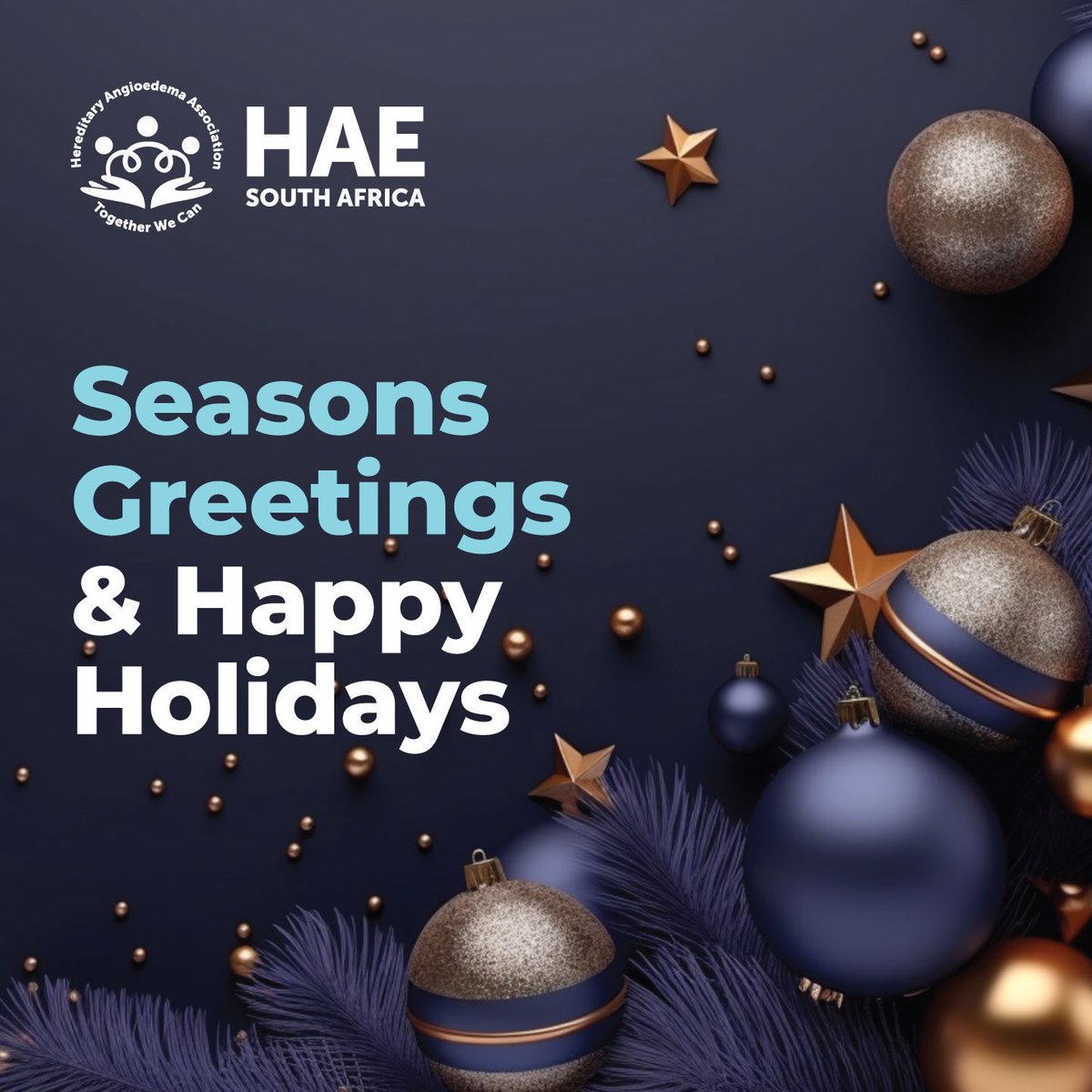 HAE_SouthAfrica's tweet photo. Greetings of the season from @hae_southafrica โจ
We wish you a holiday season filled with joy, peace, and good health. ๐๐๐๐๐
#haesa #HappyHolidays #MerryChristmas #SeasonsGreetings #haesouthafrica #TogetherWeCan https://t.co/3DAQOZEwlr