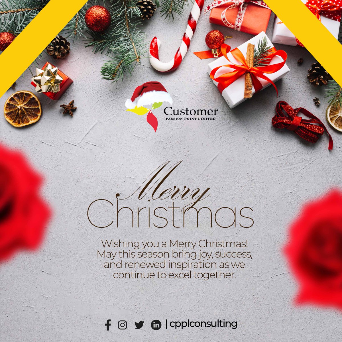 cppltraining's tweet image. 🎄 Wishing you a holly, jolly Christmas filled with love, laughter, and treasured moments with your loved ones! May the magic of the season bring joy to your hearts and homes. Merry Christmas from us at Customer Passion Point Limited (CPPL) 🎅✨

#merrychristmas #CPPLTraining