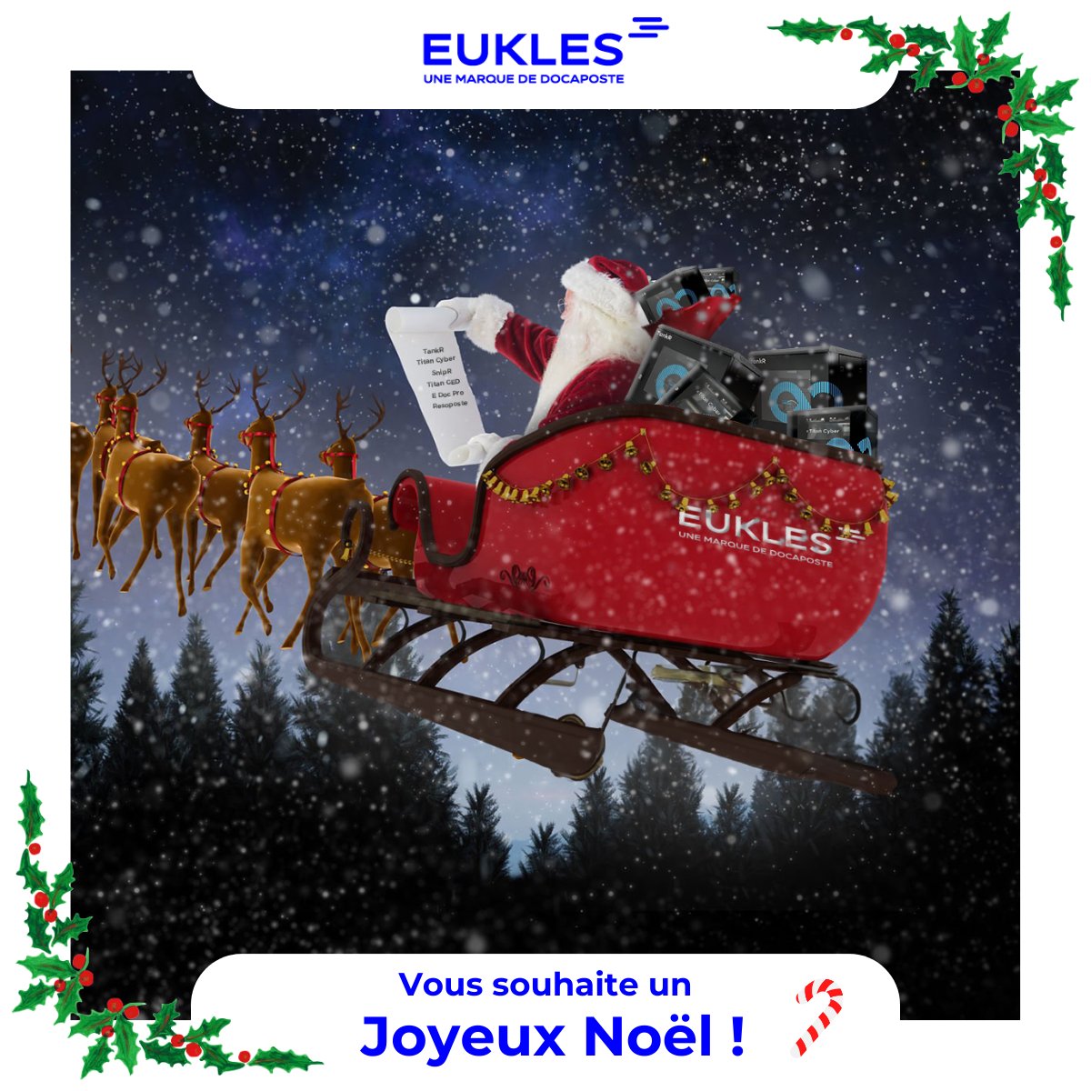 EuklesSolutions's tweet photo. 🎄 Joyeux Noël de la part de toute l'équipe Eukles ! 🎅

L'équipe Eukles souhaite à chacun de vous un Noël resplendissant, illuminé de moments chaleureux et d'une sécurité numérique aussi solide que le Père Noël sur son traîneau ! 🌟🎁 https://t.co/tDpEU49tTo
