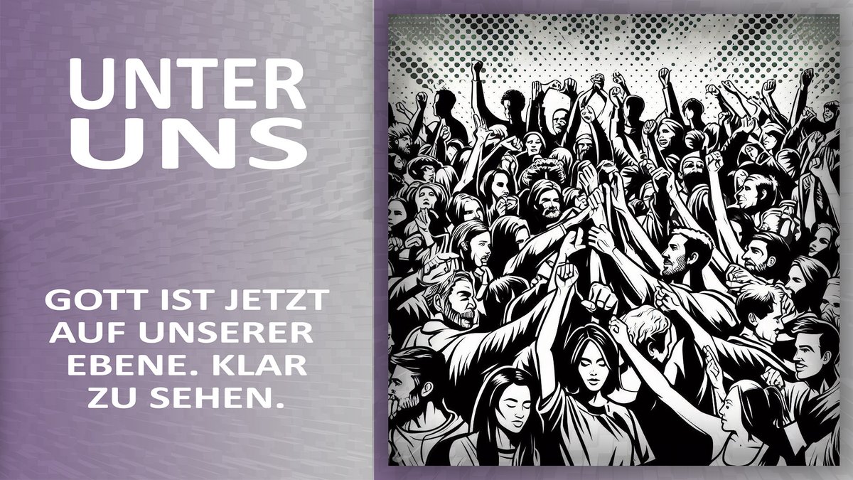 Unter uns
– Gott ist jetzt auf unserer Ebene. Klar zu sehen.
– Johannes 1, 14a: Er wurde Mensch. Er lebte bei uns, und wir sahen seine Herrlichkeit.
—Du, Gott, bist bei unserm Feiern dabei.
— Das Bild wurde von der Popart- #KI erzeugt.
— #Wochenworte #Weihnachten #Fest #Jesus