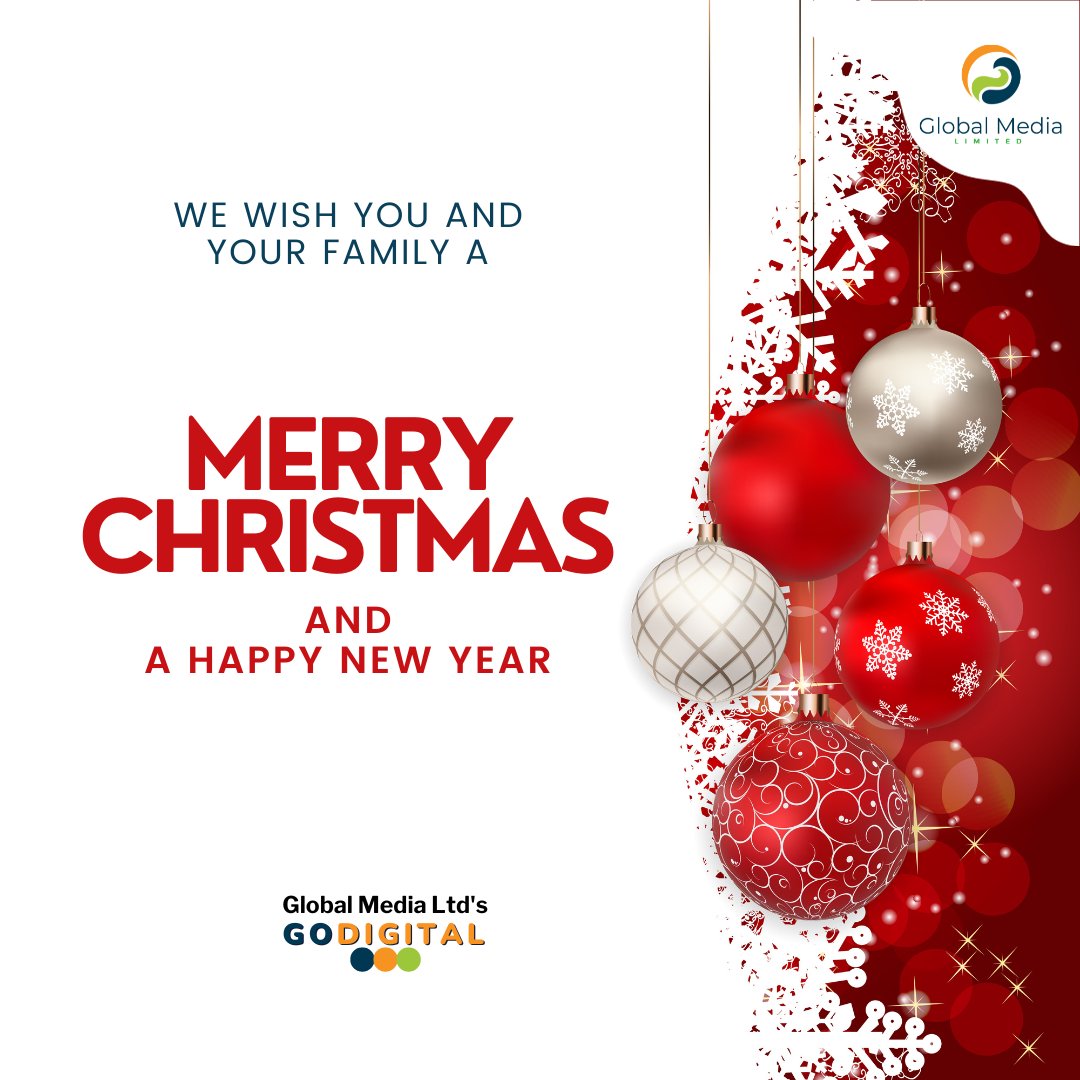 Globalords, wishing you joy, peace, and a prosperous New Year. Merry Xmas from us and the #GlobalFamily! 🎅 #GoDigital #AskGlobalMedia #GlobalMediaMagic #MerryChristmas #GlobalMediaLtd #GoDigitalKE #