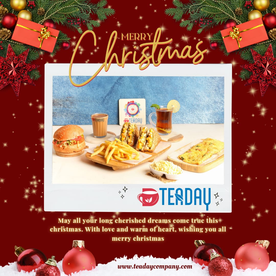 TeaDayCompany's tweet photo. Wish you all a Merry Christmas 🎄⛄ 🎁

#teaday 
#teadaycompany 
#teadaybangalore 
#teadaykarnataka 
#teadayindia 
#teadayfranchise 
#merrychristmas #christmas #goodyear #instatea #christmastree #chailovers #bestintown #festivalvibes https://t.co/WwkEqcIgtx