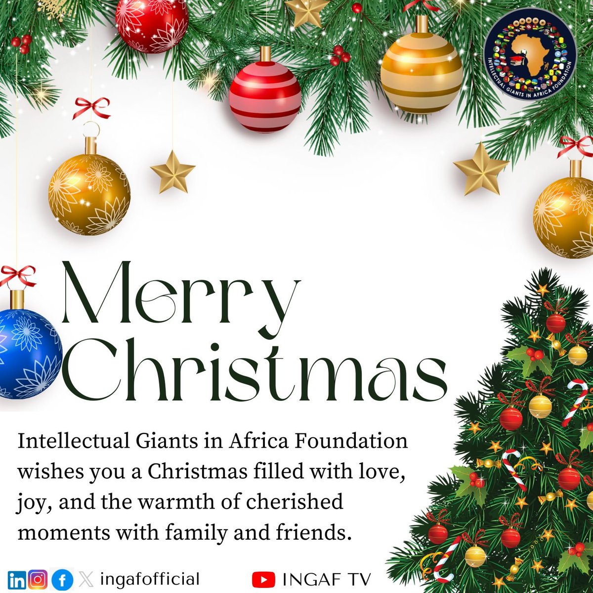 ingafofficial's tweet photo. To all our partners, sponsors and friends, we say Merry Christmas to you all. 🎉🥳 

#INGAF #Education #Entrepreneurship #Leadershipdevelopment #sdgs2030 #UN https://t.co/3bcJlOPres