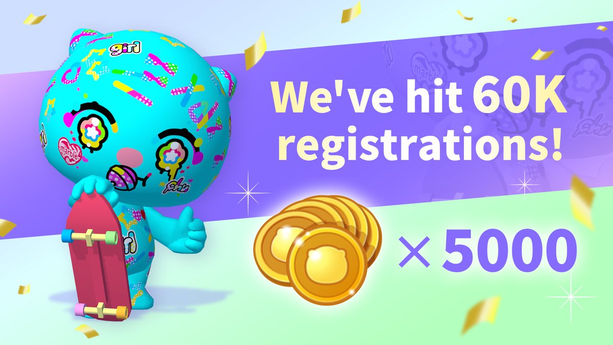 PlayToyverse's tweet photo. We've hit SIXTY THOUSAND registrations! To celebrate, we’re giving away 🪙x5000 to everyone after the full release! https://t.co/N5gbohI60w