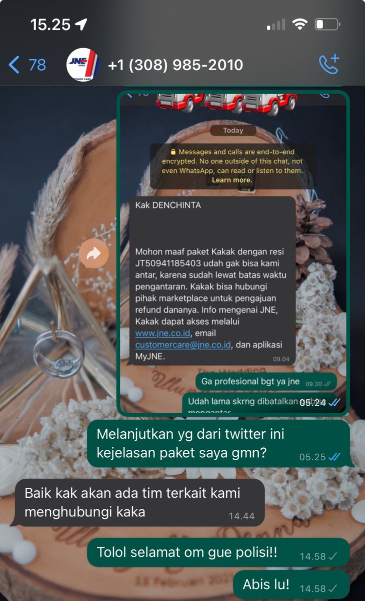 denchinta's tweet photo. Hati-hati modus penipuan berpura2 dari JNE dengan mengirim link kita disuruh wa untuk pengaduan, trs nanti dia nelpon kita dan blg mau ganti rugi minta no atm &amp; no kartu trs kita disuruh buka mbanking dan disuruh klik oneclick dan disuruh buru2 karna hanya berapa menit @JNECare https://t.co/LHrXtsdMEr