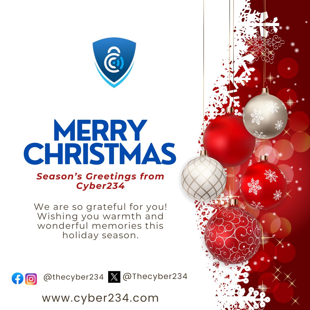 TheCyber234's tweet photo. Merry Christmas from all of us at Cyber234. 

 May your holidays sparkle with moments of love and laughter.  

#merrychristmas #happyholidays #cyber234 #christmas2023 https://t.co/XdMenDhUOV