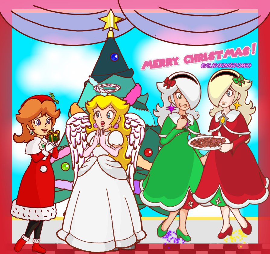 AlexKingdom10's tweet photo. 🎄 Merry christmas everyone ✨🎄
#nintendo #Mario #PrincessPeach  #PrincessDaisy #PrincessRosalina #Rosalina #fanart #originalcharacter #princessZoey
🎄✨🎄✨🎄✨🎄✨🎄✨🎄 https://t.co/B2XogTIFd4