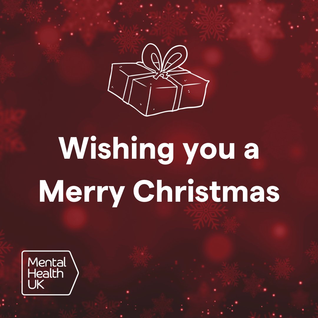 From everyone here at Mental Health UK, we'd like to wish you all a Merry Christmas! 🎄 Whatever the festive season means for you, we hope it provides a chance to rest and be kind to yourself. ❤️
