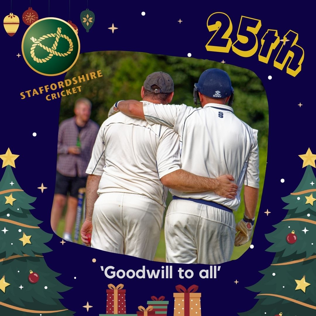 StaffsCricket's tweet image. 🎄&apos;COUNTDOWN TO CHRISTMAS&apos;🏏
Thanks to @WinshillCC1 for this wonderful picture of Phil Jones &amp;amp; Matt Clarke that sums up the spirit of cricket &amp;amp; the support and camaraderie that teammates share.
&apos;Merry Christmas &amp;amp; a Peaceful New Year&apos;

Pic: Simon Hickie
#staffscricket #advent2023