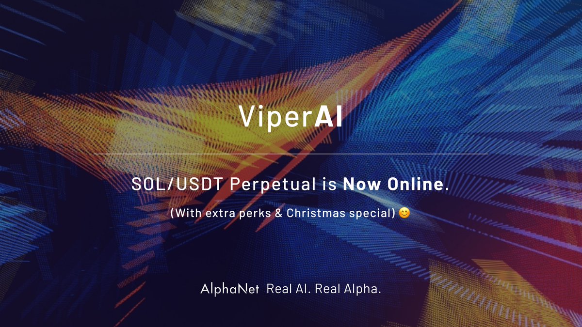 Wishing you all a Merry Christmas!  🎄✨✨✨

After much await and hyper-tuning ViperAI, @Solana SOLUSDT Perpetual is now released, and as an Xmas special,  available to all users for free trial for 1 month. With a 209% YTD return and Sharpe Ratio of 3.12 (at 50% position size),