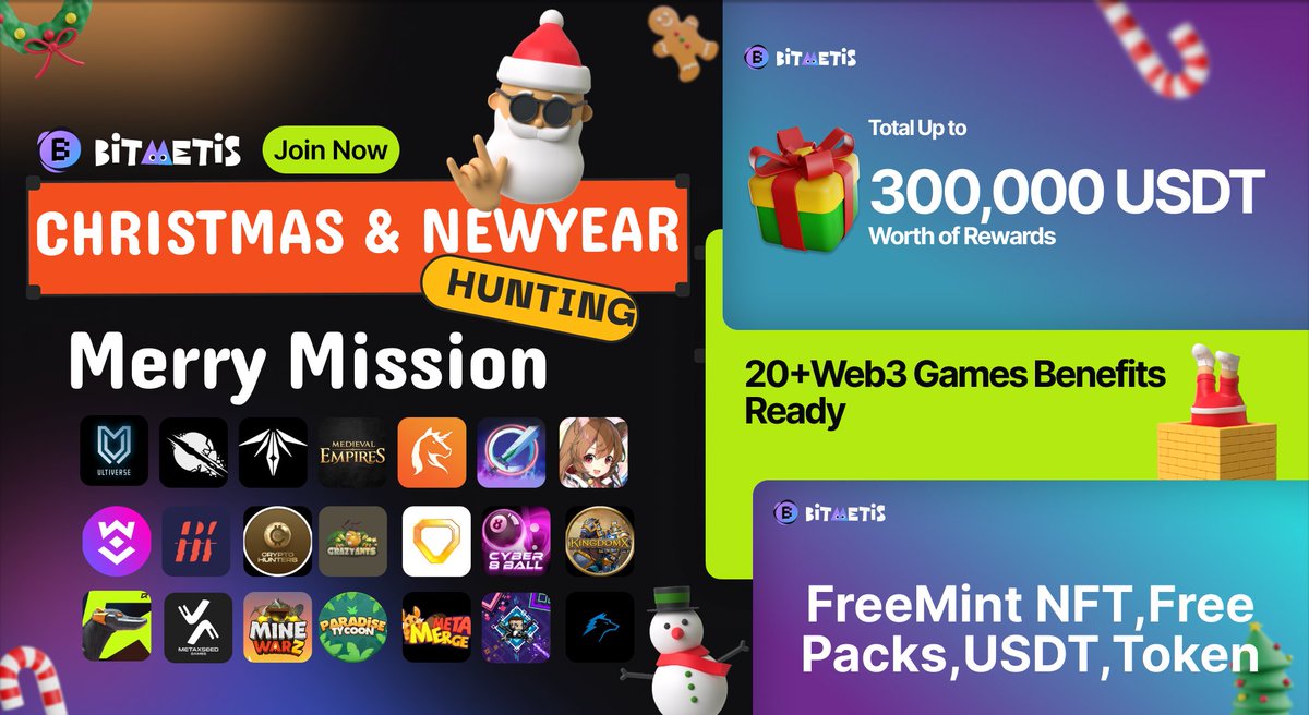 🎄🎁Blast off into #Xmas with BitMetis #MerryMissions Grand #Giveaway
🎅BitMetis is on a mission to make this holiday season one to remember! Buckle up for a holly jolly grand giveaway fueled by 20+ amazing partners with over $300,000 worth of prizes, sprinkling joy across the
